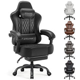 GTPLAYER Gaming Chair, Computer Office Chair with Pocket Spring Cushion, Linkage Armrests, Comfortable Leather Computer Chair, Black
