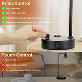 Table Lamps for Bedrooms Set of 2 - Fully Dimmable Bedside Lamps with USB A and C Ports and Outlet