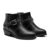 Athlefit Women's Chunky Low Heel Fall Black Ankle Boots Size 9.5