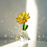 H&D Crystal Sunflower Figurine Ornament Glass Flowers Paperweight Lady Gift Birthday Party Table Decor