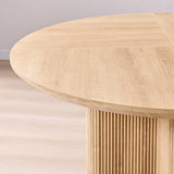 T4TREAM 47" Fluted Round Dining Table for Kitchen Living Room, Natural Oak