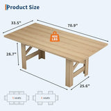 Long Dining Table for 6-8, Farmhouse Wooden Barn Kitchen Table for 6, Triangular Legs, Large Dining Room Table
