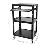 FXEIPOL 4-Layers AV Cart Stand, Adjustable Height Utility AV Presentation Cart on Wheels with Pull Out Shelf for Classroom