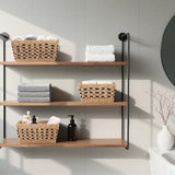 OIAHOMY Wicker Storage Baskets, Paper Rope Shelf Bins, Decortive Baskets for Organizing, Set of 3-Yellow & Black