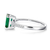 MSBLUE® Size 7 2ct Lab Grown Emerald Engagement Ring, Rhodium Plated
