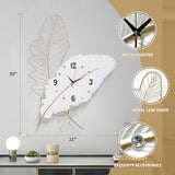 Anmotpe 30 inch Metal Feather Large Modern Wall Clock, Silent Non-Ticking Decorative Clocks for Living Room, Bedroom, Dining Room