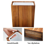 Coeusy 3 Gallon Wooden Trash Can with Liner,Small Solid Wood Bathroom Trash Can