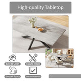 Extendable Dining Table Set for 6-8 People, 51"-67" Modern Rectangular Dining Table with 6 Chairs, Grey Tabletop with Sturdy Metal Frame, Space-Saving Expandable Kitchen Table Set for Dining Room