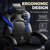 GTPLAYER Big and Tall Gaming Chair for Adults, Ergonomic Office Chair with Footrest, Heavy Duty 350 lbs Capacity, High Back, Premium Leather & Iridescent Trim, ACE-Armor, Black & Blue