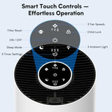 Hopmirth Upgraded Air Purifiers for Bedroom & Home with H14 True HEPA Filter, Covers Up to 1280ft², 360° Air Intake, Quiet Pet Air Purifier, White