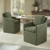 KISLOT Upholstered Dining Chairs with Casters, No Assembly Modern Accent Armchair with Rollers for Dining Room, Green, 4 Box