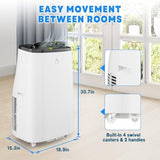 Garvee 14000 BTU Portable Air Conditioner for Rooms up to 750 Sq. Ft, 3-in-1 AC Unit with Cooling, Dehumidifier & Fan, 3 Fan Speeds, Auto Swing, 24H Timer, Energy-Saving, Remote & Window Kit, Gray