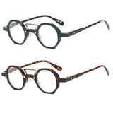 AOOLIA 2 Pcs Round Reading Glasses for Women Men, Stylish Eyeglasses Frame with Spring Hinge, Blue Light Blocking Eyewear (Dark Blue/Leopard, 2, x)