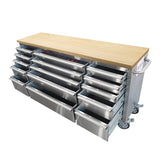 72 inch Tool Chest Tool Box Mobile 15 Drawers Storage Rolling Cabinet with Wheels Lock Key Locking System Drawer