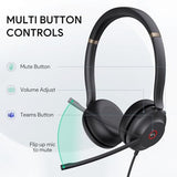 USB Headset with Noise Cancelling Microphone,Wired Headset for PC Laptop