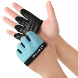 RYMNT Minimal Workout Gloves,Short Micro Weight Lifting Gloves Grip Pads with Full Palm Protection & Extra Grip, Aqua-Small