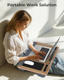 Lap Desk - Up to 17” Laptop Tray with Wrist Rest, Portable Handle, Fixed Mouse Pad