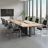 12ft Large Conference Table - 2" Thick Top & Metal Grid Base | Easy Assembly | Cable Management | Commercial Office Desk