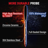 Thermopro TempSpike 600 ft Wireless Meat Thermometer Digital with Ultra-Thinner Probe, Bluetooth Meat Thermometer Wireless with LCD-Enhanced Booster for BBQ Grill Smoker Rotisserie Sous Vide