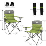 Northroad Outdoor Camping Chair Set of 3,Folding Padded Camp Chair,Collapsible Conversation Set w/1 Sofa,2 Single Chairs for Family Patio,Beach (Green)