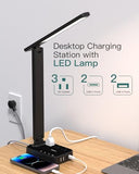 Addtam LED Desk Lamp, Power Strip with 3 Outlets 4 USB Charging Ports(2 USBC), 4 Modes 5 Level Brightness Touch Lamp