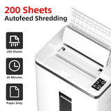 200-Sheet Auto Feed Paper Shredder with Wheels – Heavy Duty Cross-Cut Shredder for Home & Office