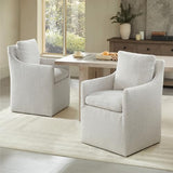 KISLOT Upholstered Dining Chairs with Casters, No Assembly Modern Accent Armchair with Rollers for Dining Room, 4 Box