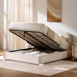 ModernMate Queen Lift Up Storage Bed Frame with Adjustable Headboard, Beige