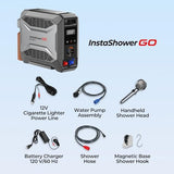FOGATTI InstaShower GO Portable Propane Camping Shower, 19,000 BTU Instant Hot Water Heater with 5000mAh Built-in Battery, 12V Pump, Outdoor Shower for Camping, Cleaning & Pet Washing