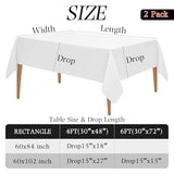 WIGENIUS 2 Pack Faux Linen White Tablecloth Rectangle 60 x 102 Inches Waterproof Table Cloths Fit 6 FT Tables - Polyester White Table Cloth for Wedding, Banquet & Party Events | Hemmed Edges