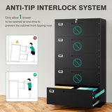 Horizontal Metal Filing Cabinets,Large Locked Wide Five Drawer File Cabinets for Office Home