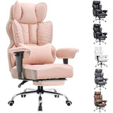 COMHOMA Desk Office Chair Big and Tall Office Chairs Ergonomic Gaming Chairs with Wide Seat Leather High Back Chair with Foot Rest Adjustable Armrests Pocket Spring Lumbar Support
