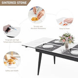 Extendable Dining Table for 4-8, 55"- 78" Rectangular Sintered Stone Dining Room Table