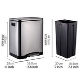 This Stainless Steel Trash Can with Soft-Close Pedal Removable Inner Bin
