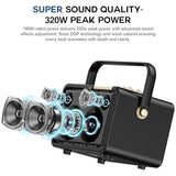 320W Max Large Bluetooth Speaker Wireless Hi-Fi Loud Big Party Speakers with Massive Bass, Triple DSP Technologies, Portable Boombox with Bass/Treble Controls Home Wedding Outdoor Christmas Events