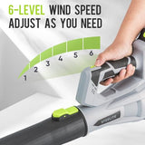 STEELITE 21V Cordless Leaf Blower, 150 MPH 600 CFM High-Performance Airflow, Lightweight Electric Blower for Lawn Care, Patio Cleaning, Leaves & Dust, Includes 2 x 2.0Ah Batteries - Green