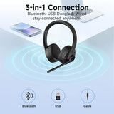 Wireless Headset with Mic for Work, Bluetooth 5.4 Computer Headphones with USB-C Dongle, Clear Call Mic