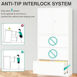 SISESOL 3 Drawer Lateral File Cabinet with Lock and Shelf