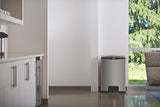 Rubbermaid Commercial Slim Jim Stainless Steel Front Step-On Wastebasket, 24 gal, Black Trim