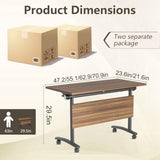 47.2in Folding Conference Table, Modular Meeting Table with Wheels