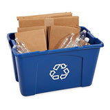 Rubbermaid Commercial Products, Recycling Bin/Box for Paper and Packaging, Stackable, 18 GAL, Blue