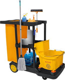 tonchean Commercial Janitorial Cart, 3-Shelf Large Capacity Housekeeping Cart with 25 Gallon Vinyl Bag