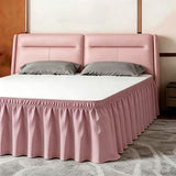 ANARACHON Twin Bed Skirt, Elastic Wrap Around Bed Skirt Twin Size, Bed Skirts for Adjustable Bed, Easy Fit with 18" Drop Length Tailored Drop Dust Ruffle (Pink)