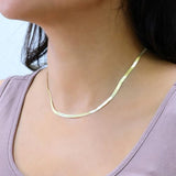 Nuragold 14K Real Yellow Gold Herringbone Chain Flexible Necklace