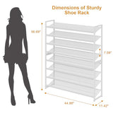 NEYCIL Large Shoe Rack 8 Tier Shoe Organizer, Heavy Duty Metal 4-Tier Stackable Shoe Storage Vertical Shoe Rack for Closet Front Door Entrance, Up to 50 Pairs, 44.8" W x 11.4" D x 56.7" H, White