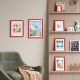 decorUhome Solid Oak Wood 12x16 Picture Frame, Display 11x14 Picture with Mat or 12x16 Poster without Mat, Wall Mounting Photo Frame, Red, 1 Pack