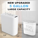 Cesun Motion Sensor Trash Can, 5 Gallon Automatic Bathroom Garbage Can with Lid, White