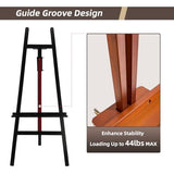 Large A-Frame Wooden Painting Display Walnut Easel, Large Adjustable Pine Wood Standing Easel Holding Canvas Up to 60'
