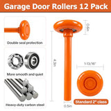 EXERAUO 12 Pack 2" Nylon Garage Door Rollers, 4" Nylon Layer Stem, Quiet/Smooth Garage Door Wheels Replacement, Double Seal 6200-2RS Bearings