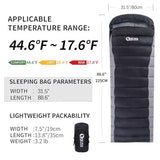 QEZER Down Sleeping Bag for Adults 600 Fill Power, Cold Weather Compact Ultralight All Seasons Sleeping Bag for Backpacking, Camping, Hiking